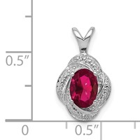 Sterling Silver Rhodium Plated Diamond and Lab Created Ruby Pendant view 4