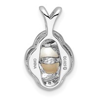 Sterling Silver Rhodium-plated Diam. & FW Cultured Pearl Pendant view 3