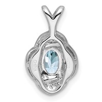 Sterling Silver Rhodium-plated Diam. & Aquamarine Pendant view 3