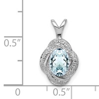Sterling Silver Rhodium-plated Diam. & Aquamarine Pendant view 4