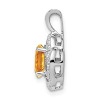 Sterling Silver Rhodium-plated Diam. & Citrine Pendant view 2