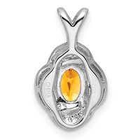 Sterling Silver Rhodium-plated Diam. & Citrine Pendant view 4