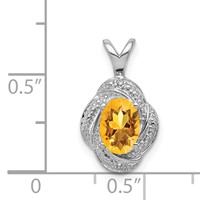 Sterling Silver Rhodium-plated Diam. & Citrine Pendant view 3