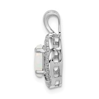 Sterling Silver Rhodium-plated Diam. & Created Opal Pendant view 2