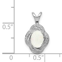 Sterling Silver Rhodium-plated Diam. & Created Opal Pendant view 3