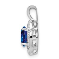 Sterling Silver Rhodium-plated Diam. & Created Sapphire Pendant view 2
