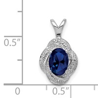 Sterling Silver Rhodium-plated Diam. & Created Sapphire Pendant view 3