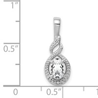 Sterling Silver Rhodium-plated White Topaz & Diam. Pendant view 3