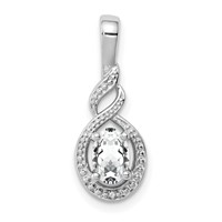 Sterling Silver Rhodium-plated White Topaz & Diam. Pendant view 1