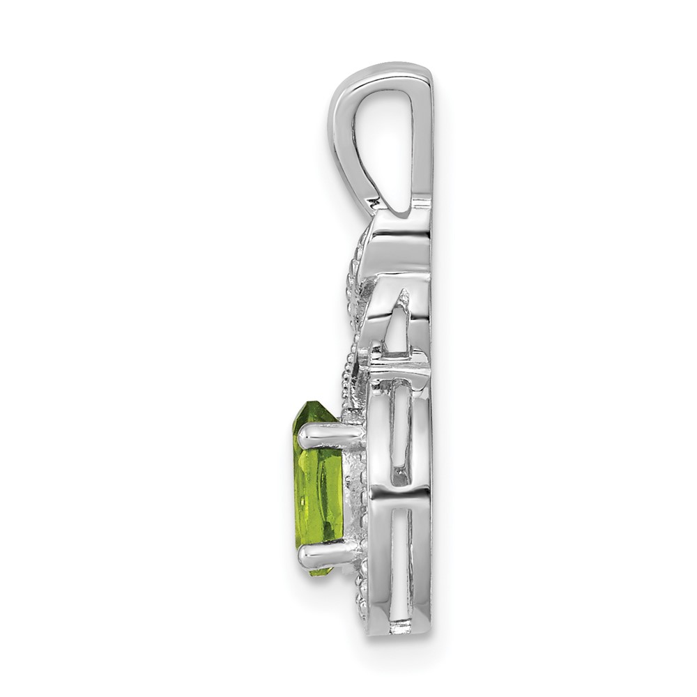 Sterling Silver Rhodium-plated Peridot & Diam. Pendant (QBPD18AUG)