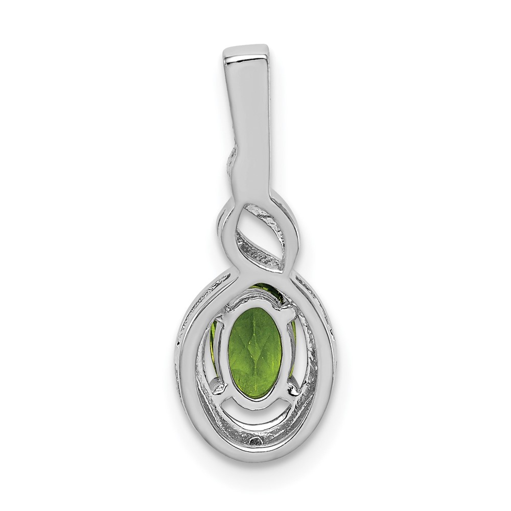 Sterling Silver Rhodium-plated Peridot & Diam. Pendant (QBPD18AUG)