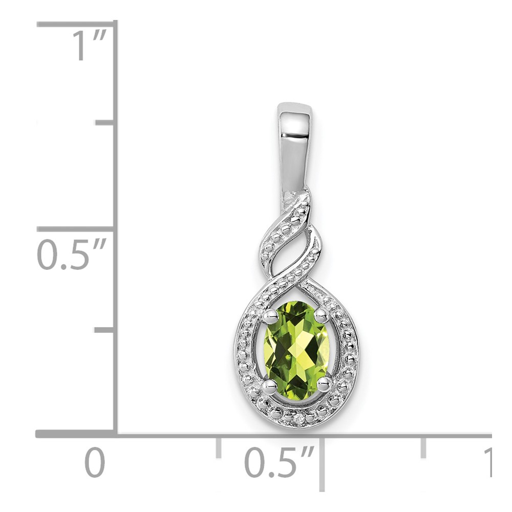 Sterling Silver Rhodium-plated Peridot & Diam. Pendant (QBPD18AUG)