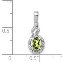 Sterling Silver Rhodium-plated Peridot & Diam. Pendant view 3