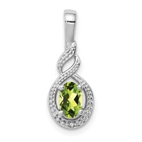 Sterling Silver Rhodium-plated Peridot & Diam. Pendant view 1