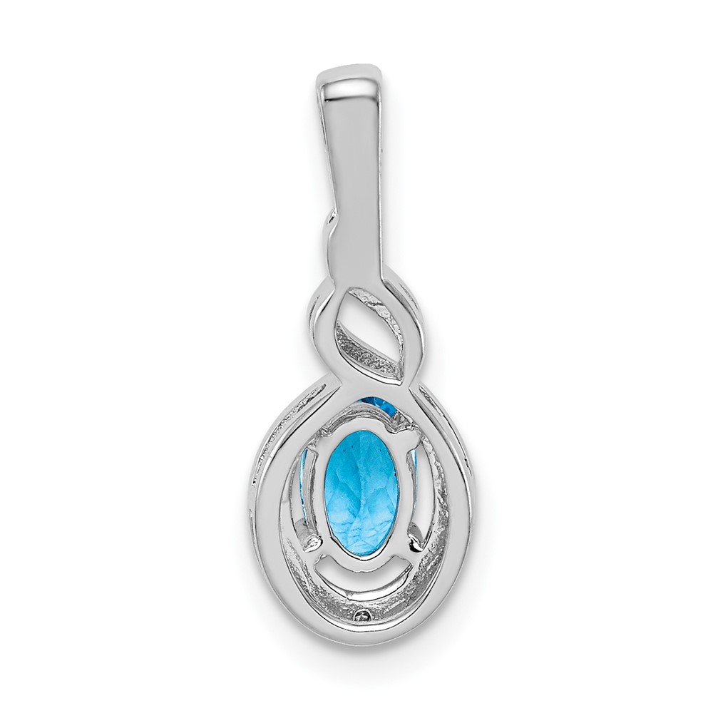 Sterling Silver Rhodium-plated Swiss Blue Topaz & Diam. Pendant (QBPD18DEC)