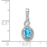 Sterling Silver Rhodium-plated Swiss Blue Topaz & Diam. Pendant view 3