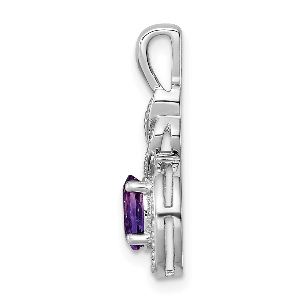 Sterling Silver Rhodium-plated Amethyst & Diam. Pendant (QBPD18FEB)