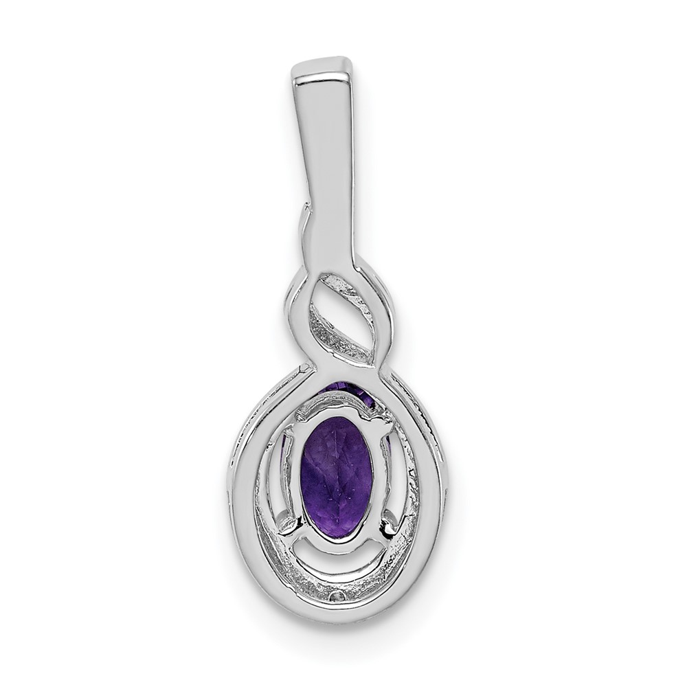 Sterling Silver Rhodium-plated Amethyst & Diam. Pendant (QBPD18FEB)