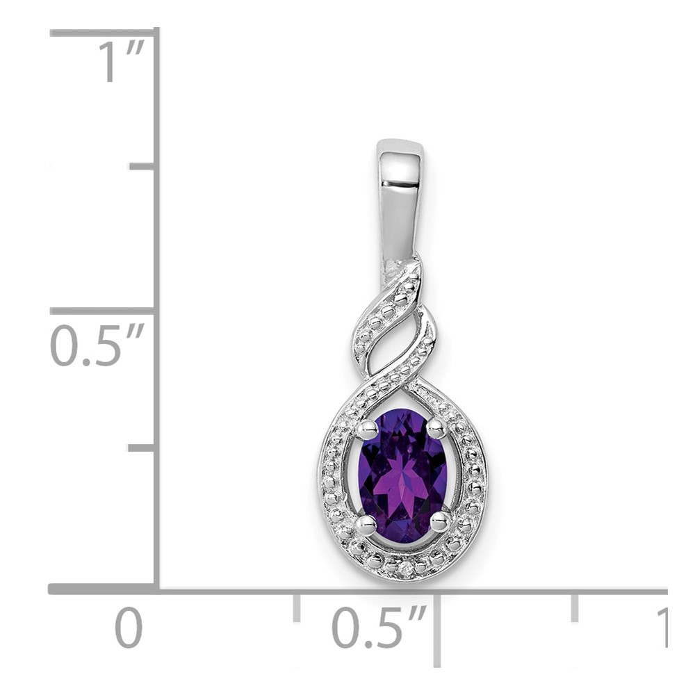 Sterling Silver Rhodium-plated Amethyst & Diam. Pendant (QBPD18FEB)