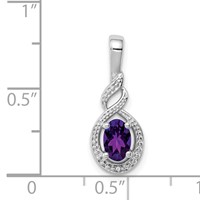 Sterling Silver Rhodium-plated Amethyst & Diam. Pendant view 3