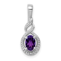 Sterling Silver Rhodium-plated Amethyst & Diam. Pendant view 1