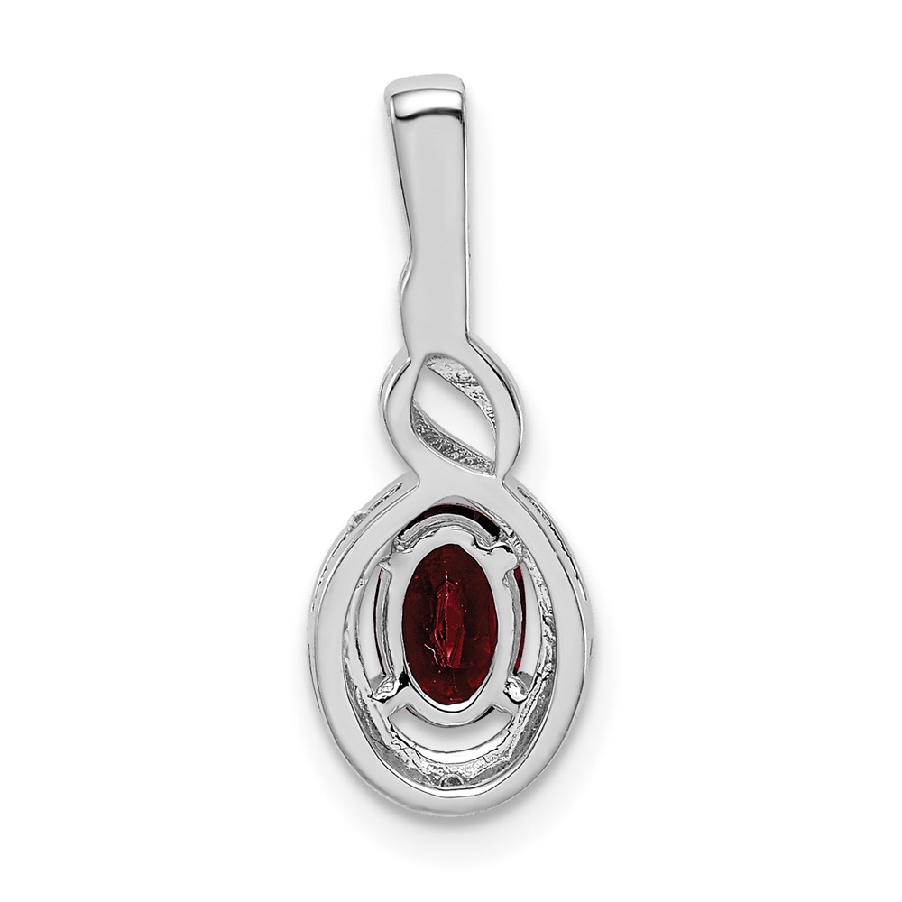 Sterling Silver Rhodium-plated Garnet & Diam. Pendant (QBPD18JAN)