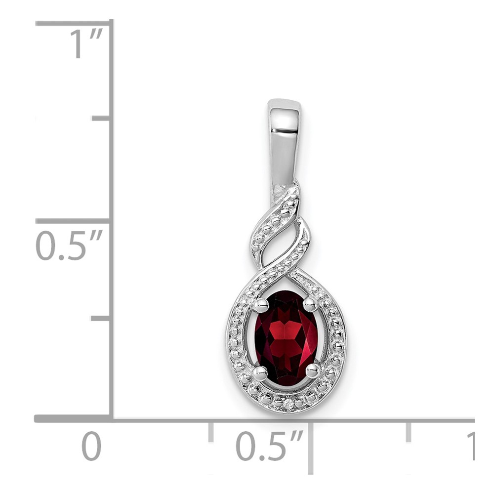 Sterling Silver Rhodium-plated Garnet & Diam. Pendant (QBPD18JAN)