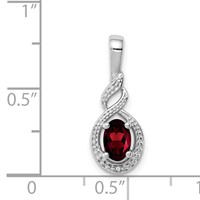 Sterling Silver Rhodium-plated Garnet & Diam. Pendant view 3