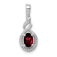 Sterling Silver Rhodium-plated Garnet & Diam. Pendant view 1
