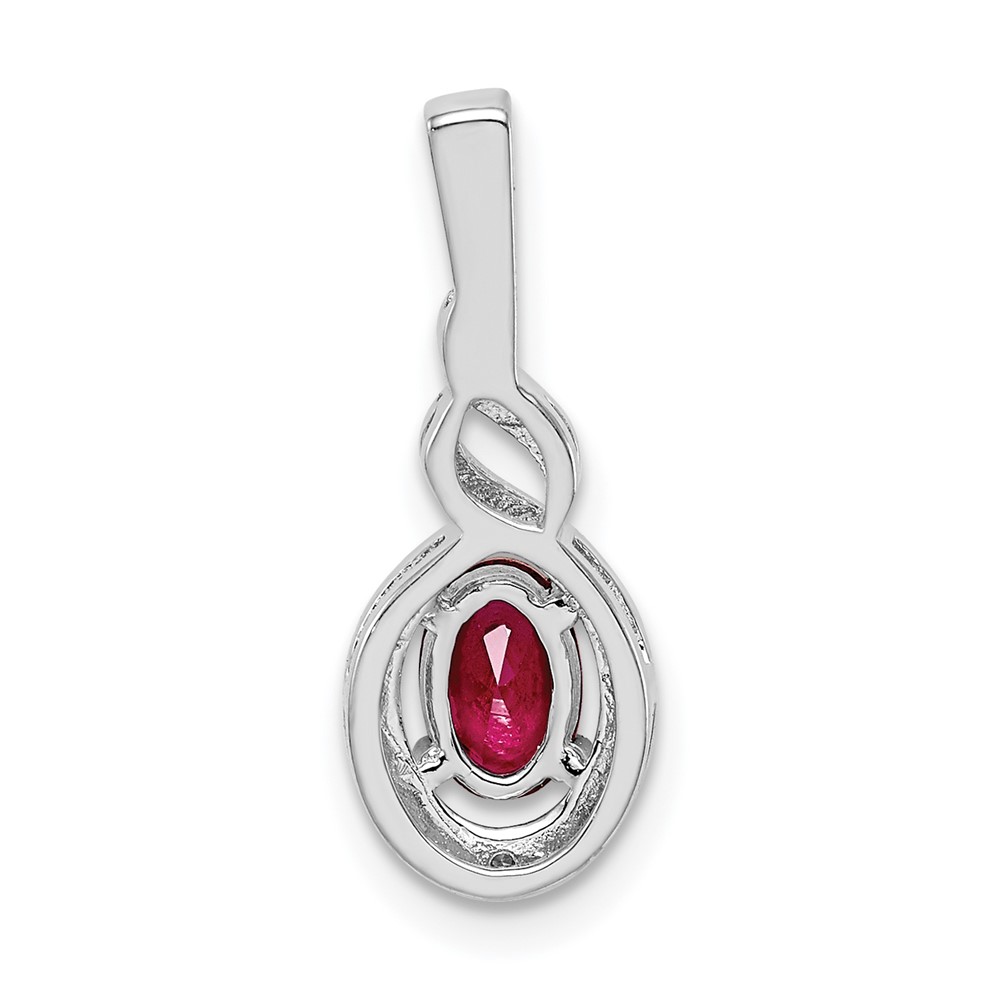 Sterling Silver Rhodium-plated Created Ruby & Diam. Pendant (QBPD18JUL)