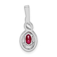 Sterling Silver Rhodium-plated Created Ruby & Diam. Pendant view 4