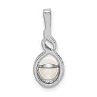Sterling Silver Rhodium-plated FW Cultured Pearl & Diam. Pendant view 4