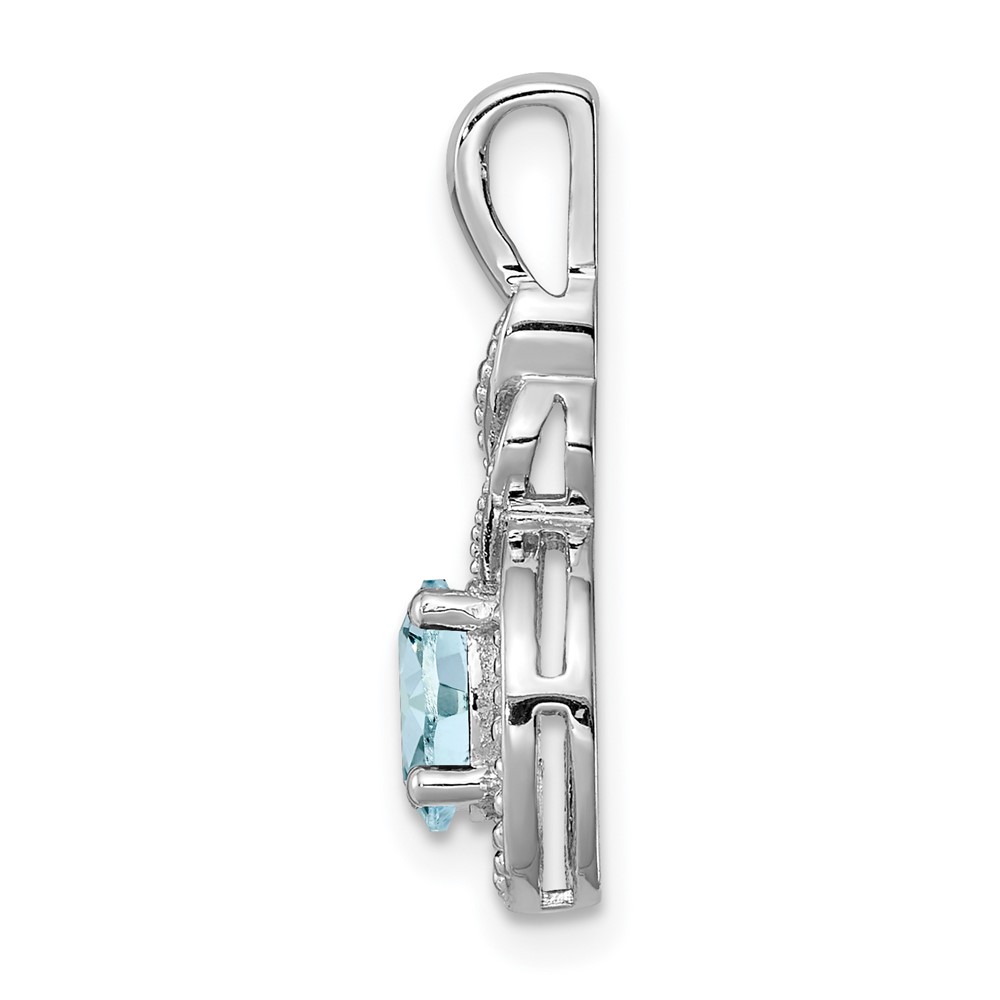 Sterling Silver Rhodium-plated Aquamarine & Diam. Pendant (QBPD18MAR)