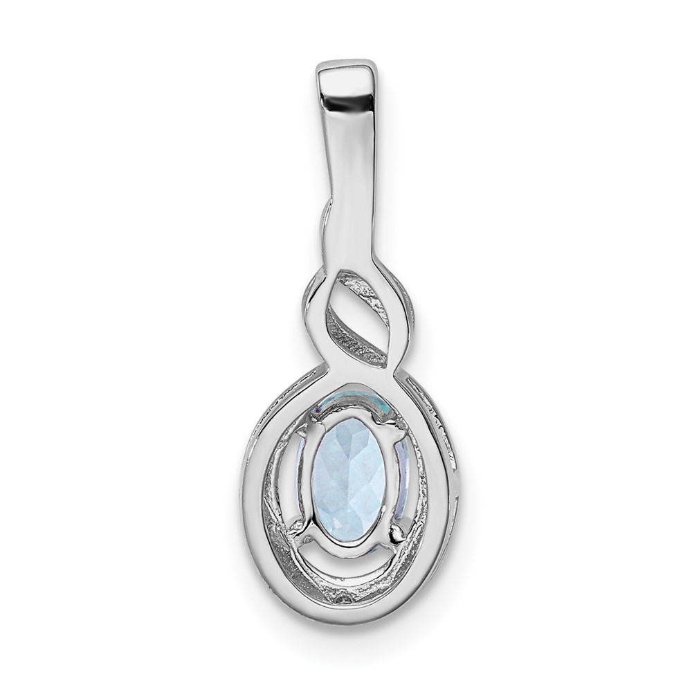 Sterling Silver Rhodium-plated Aquamarine & Diam. Pendant (QBPD18MAR)