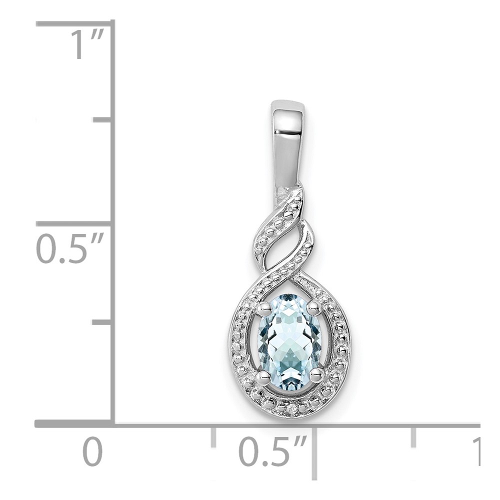 Sterling Silver Rhodium-plated Aquamarine & Diam. Pendant (QBPD18MAR)
