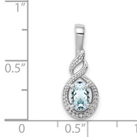 Sterling Silver Rhodium-plated Aquamarine & Diam. Pendant view 3
