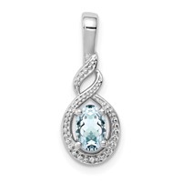 Sterling Silver Rhodium-plated Aquamarine & Diam. Pendant view 1
