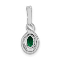 Sterling Silver Rhodium-plated Created Emerald & Diam. Pendant view 4