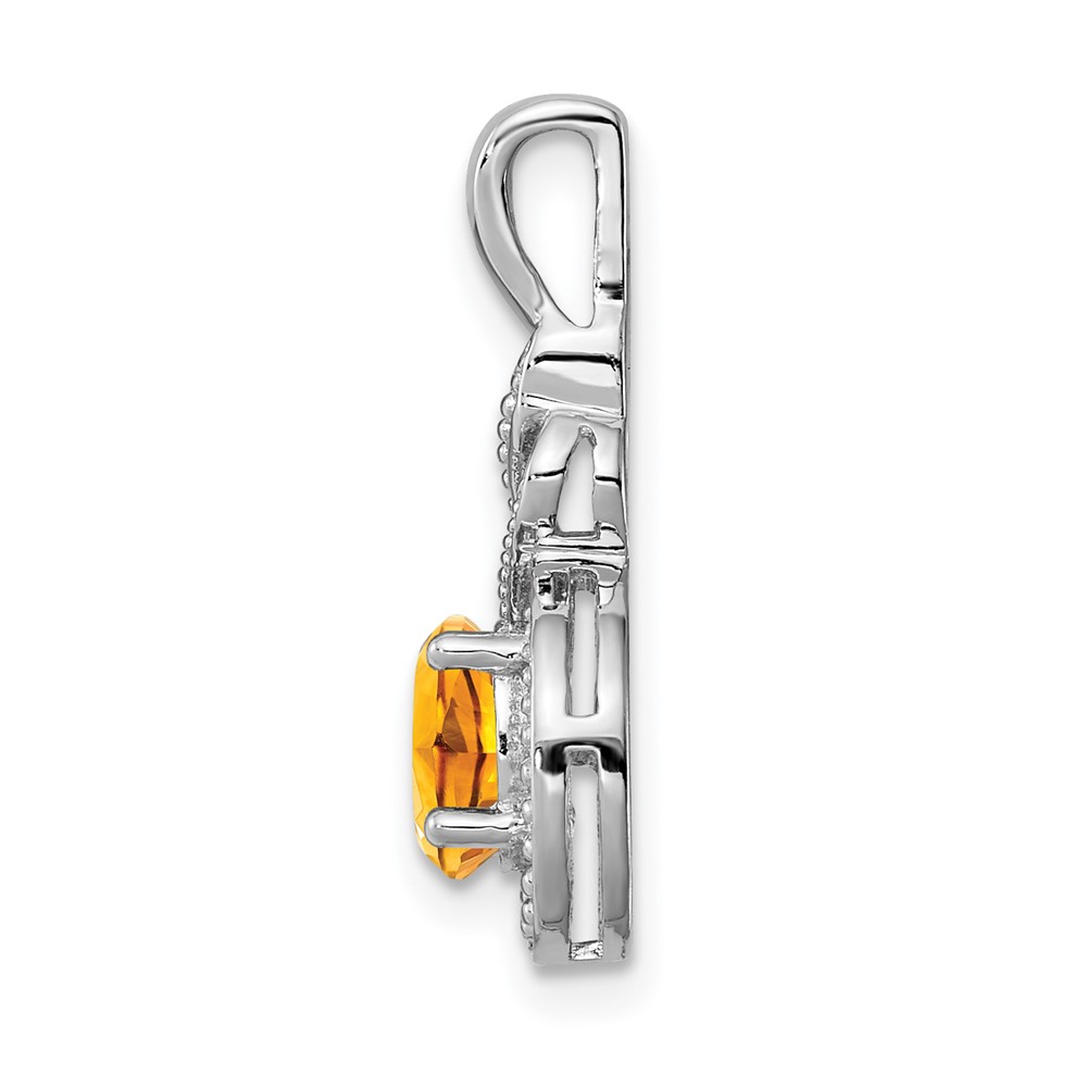 Sterling Silver Rhodium-plated Citrine & Diam. Pendant (QBPD18NOV)