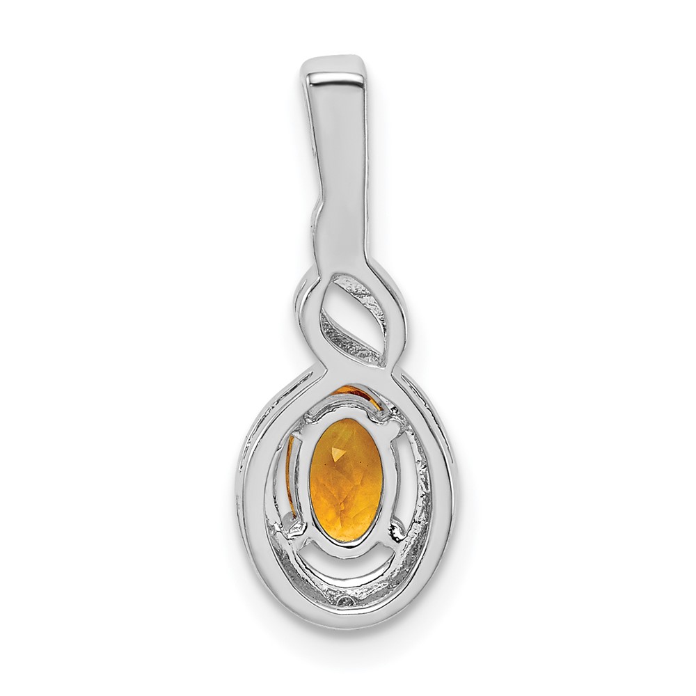 Sterling Silver Rhodium-plated Citrine & Diam. Pendant (QBPD18NOV)