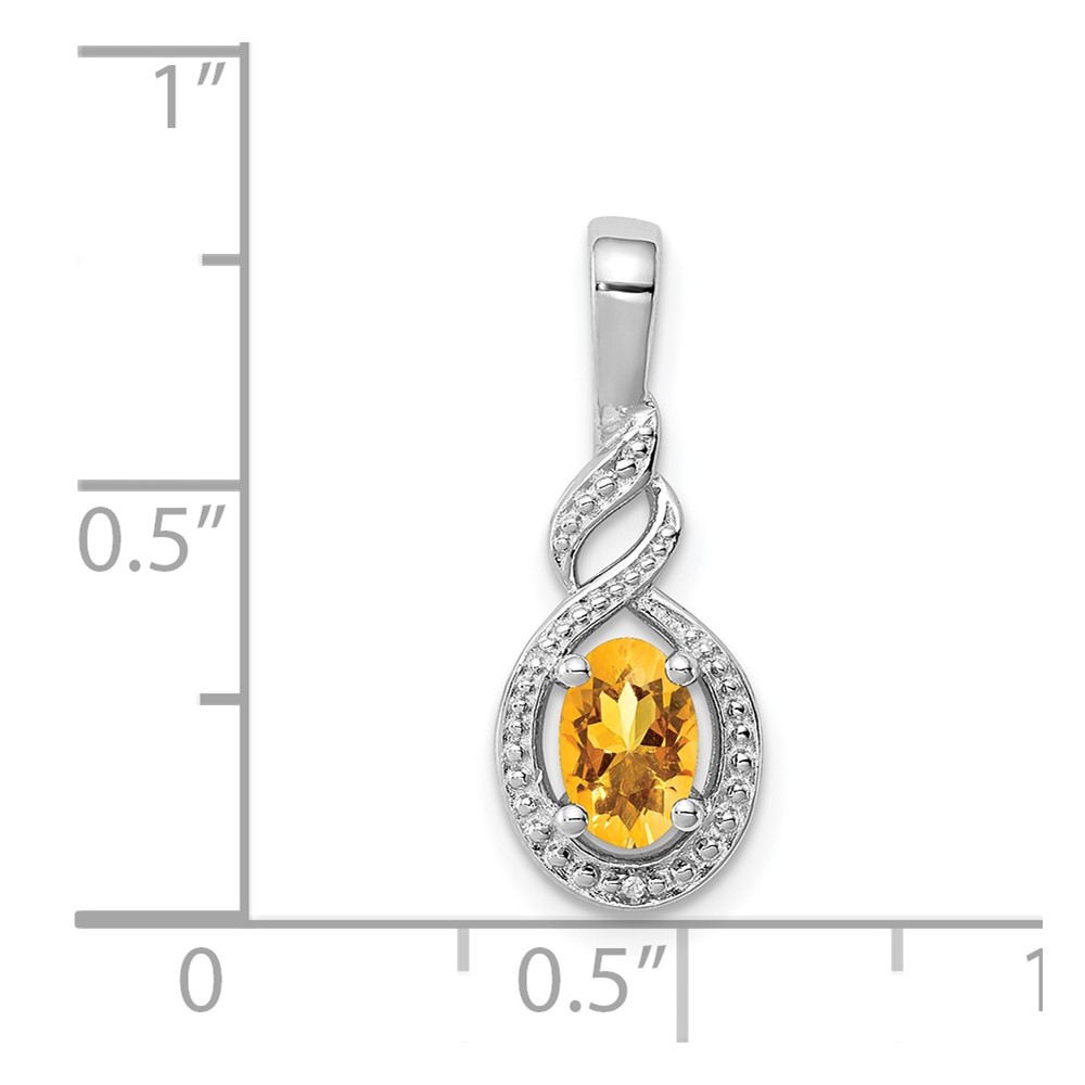 Sterling Silver Rhodium-plated Citrine & Diam. Pendant (QBPD18NOV)