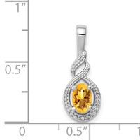Sterling Silver Rhodium-plated Citrine & Diam. Pendant view 3
