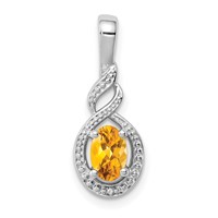 Sterling Silver Rhodium-plated Citrine & Diam. Pendant view 1