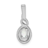 Sterling Silver Rhodium-plated Created Opal & Diam. Pendant view 4