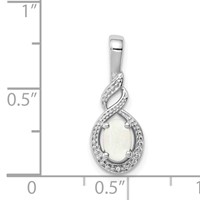Sterling Silver Rhodium-plated Created Opal & Diam. Pendant view 3
