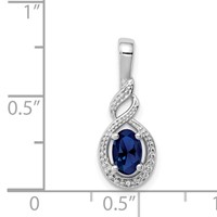 Sterling Silver Rhodium-plated Created Sapphire & Diam. Pendant view 3