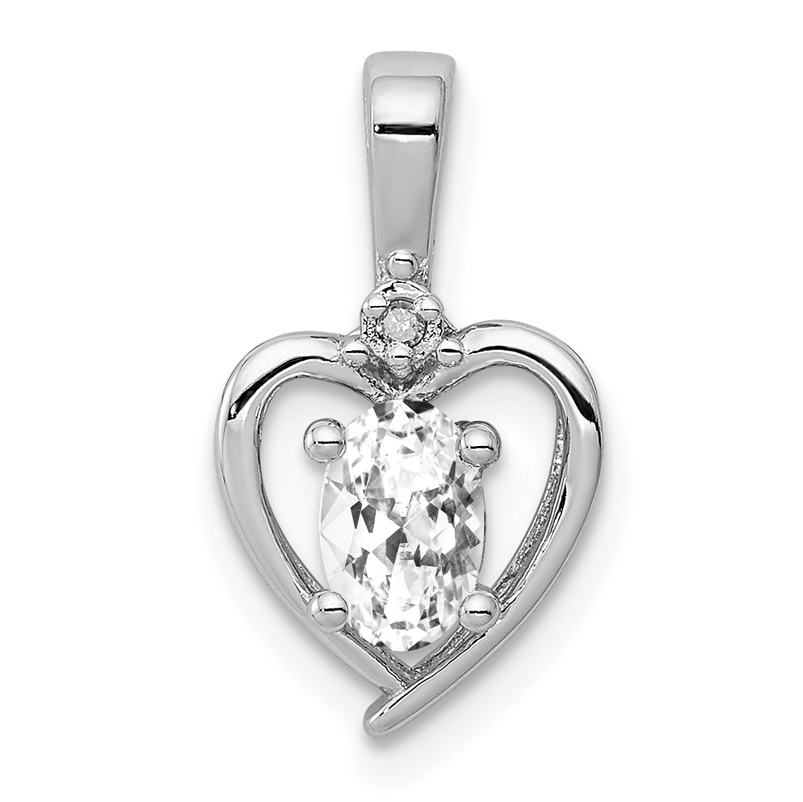 Sterling Silver Rhodium-plated White Topaz & Diam. Pendant (QBPD19APR)