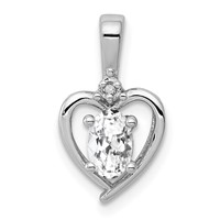 Sterling Silver Rhodium-plated White Topaz & Diam. Pendant view 1