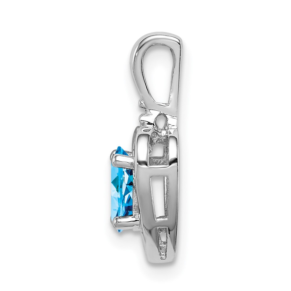 Sterling Silver Rhodium-plated Light Swiss Blue Topaz & Diam. Pendant (QBPD19DEC)