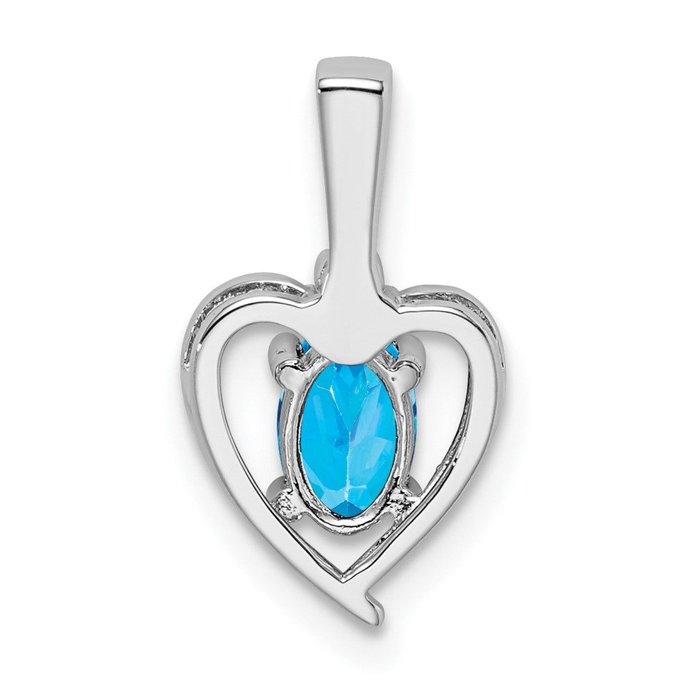 Sterling Silver Rhodium-plated Light Swiss Blue Topaz & Diam. Pendant (QBPD19DEC)
